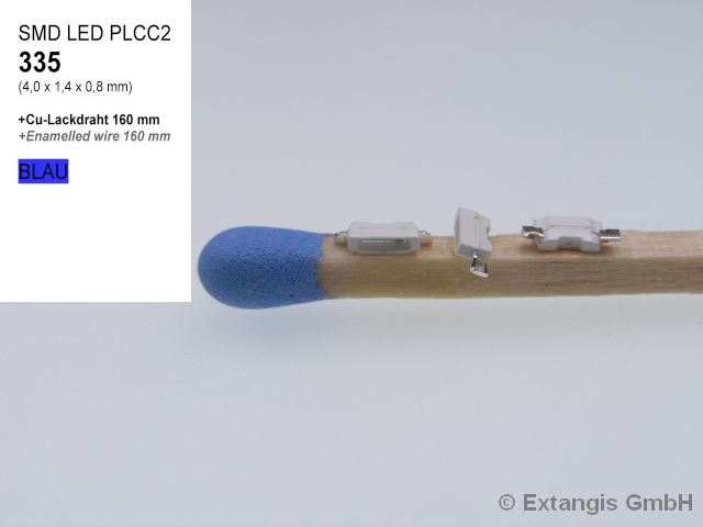 SMD LED Mini PLCC2 335 BLAU mit CU-DRAHT/ LITZE blue bleu blauw azzurro wired 