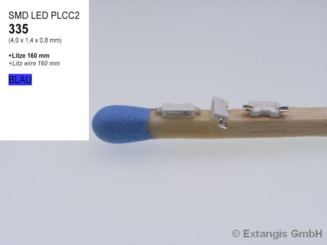 Miniaturansicht 3  - SMD LED Mini PLCC2 335 BLAU mit CU-DRAHT/ LITZE blue bleu blauw azzurro wired
