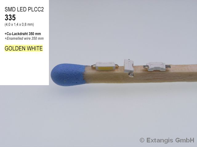 Miniaturansicht 3  - SMD LED Mini PLCC2 335 GOLDEN WHITE mit LITZE/CU-DRAHT/MICROLITZE sehr warmweiss